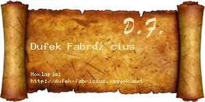 Dufek Fabrícius névjegykártya